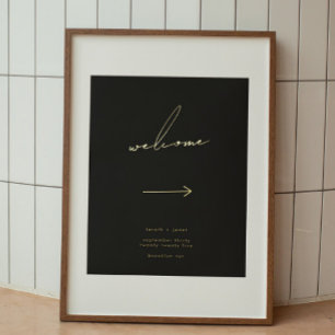 Impressions Dorure Élégant Script Black Direction Welcome Gold