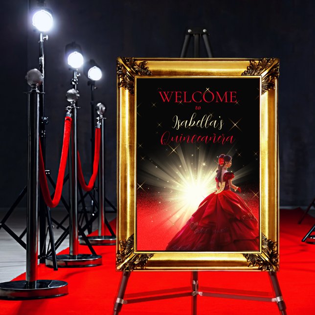 Impressions Dorure Elégante Parties scintillant Red Faux Quinceañera  (Créateur téléchargé)