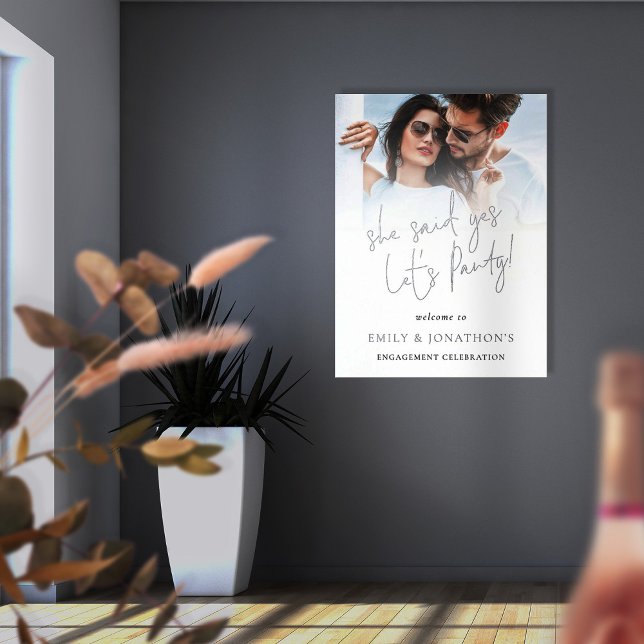 Impressions Dorure Elle A Dit Oui Fiançailles Photo Overlay Script Ré (With luxury real foil printing)