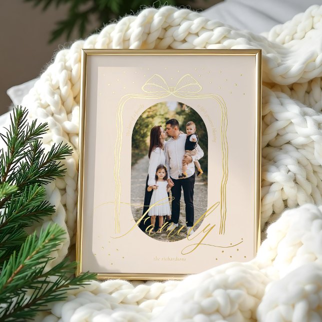 Impressions Dorure Family Script Classy Chic Christmas Bow Arch Photo (Family Script Classy Chic Christmas Bow Arch Photo Foil Prints)