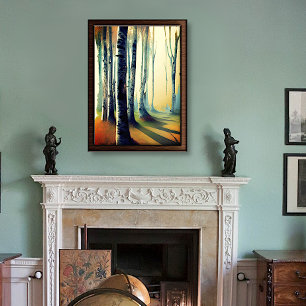 Impressions Dorure Forêt de bouleaux à la lumière du jour