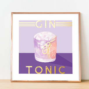 Impressions Dorure Gin & Tonic Retro Purple Cocktail Aquarelle Art