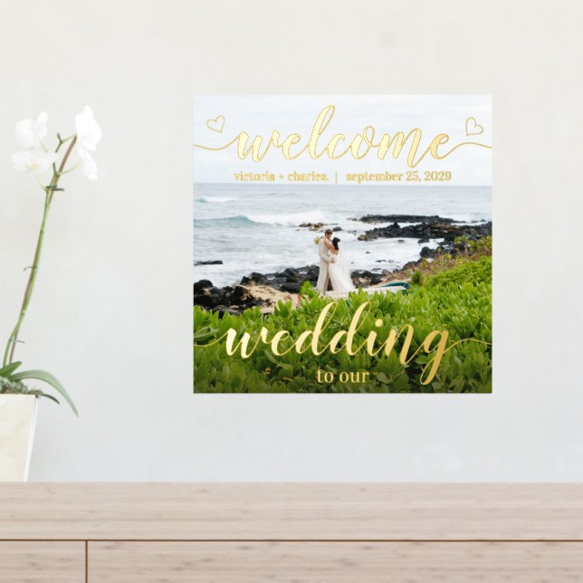 Impressions Dorure Gold Foil Bienvenue à notre Mariage Votre photo (In Situ (Tableau d'Entrée))