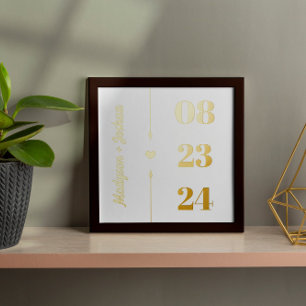 Impressions Dorure Gold Heart Flèches Noms Anniversaire Date
