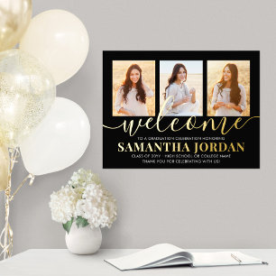 Impressions Dorure Graduation Party 3 Photo Welcome Black and Gold