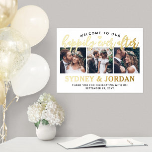 Impressions Dorure Heureux Jamais Après 3 Mariage Photo Bienvenue Élé