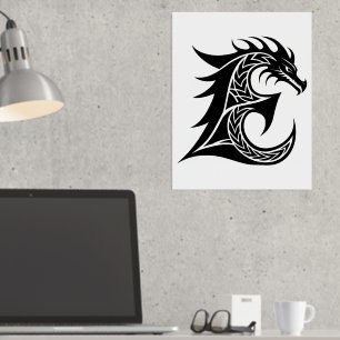Impressions Dorure LETTRE STYLE dragon E, Alphabet dragon, Monogramme