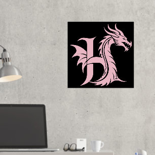 Impressions Dorure LETTRE STYLE Dragon H, Alphabet Dragon, Monogramme
