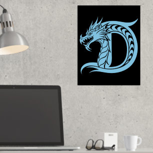 Impressions Dorure LETTRE STYLÉE D Dragon, Alphabet Dragon, Monogramm