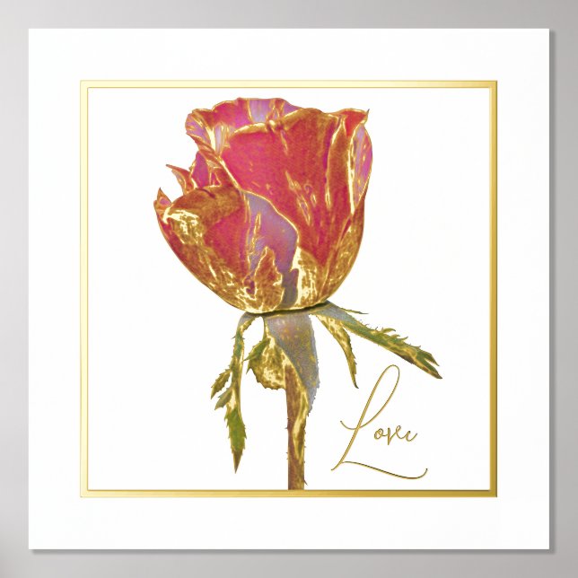 Impressions Dorure Love Foil Accent Rose rouge affiche (Recto)
