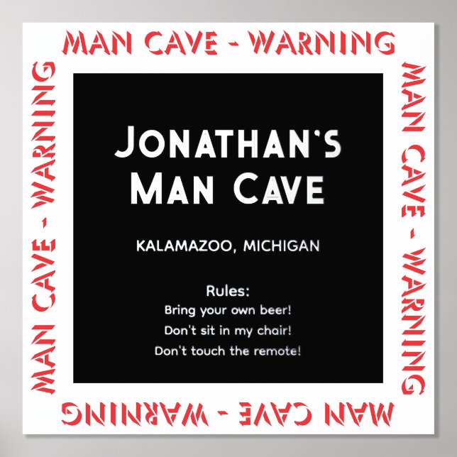 Impressions Dorure Man Cave Sign Warning w Rules Foil Text (Recto)