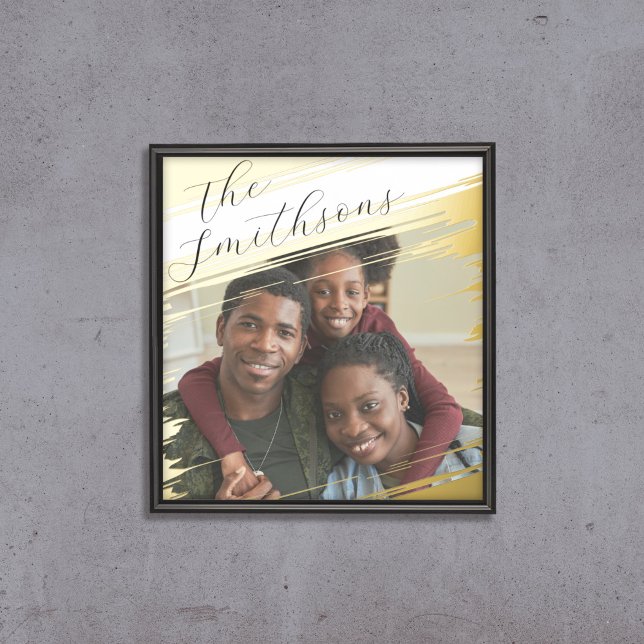 Impressions Dorure Moderne Élégant Ajouter Photo Famille Portrait Ave (Créateur téléchargé)