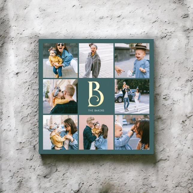 Impressions Dorure Monogramme Chic Multi Photo Turquoise (Créateur téléchargé)