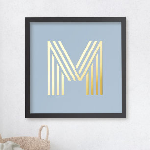 Impressions Dorure Monogramme initial bleu poussiéreux n'importe quel