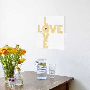Impressions Dorure Mot moderne "AMOUR" et coeur rouge blanc