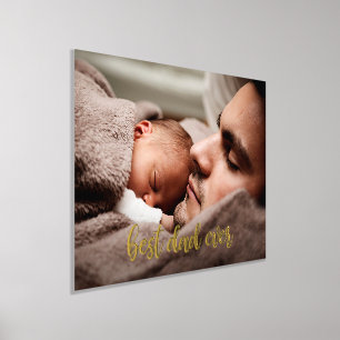 Impressions Dorure Photo personnalisée meilleur papa jamais Gold Scri