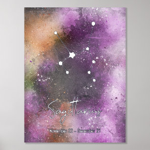 Impressions Dorure Sagittaire Constellation Zodiaque Symbole PurpleGa