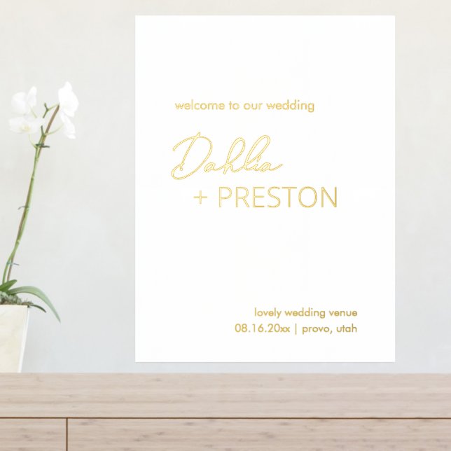 Impressions Dorure Simple Gold Foil Contemporain Moderne Mariage (In Situ (Tableau d'Entrée))