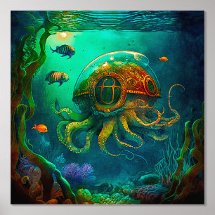 Impressions Dorure Sous la mer Animaux de la mer Poulpe à vapeur