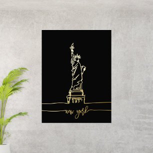 Impressions Dorure Statue de New York de Liberty Line Art Wall Travel