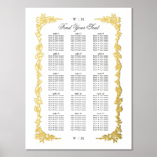 Impressions Dorure table Mariage classique or botanique plan de siège