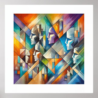 Impressions Dorure tableau artistique inspiration cubiste