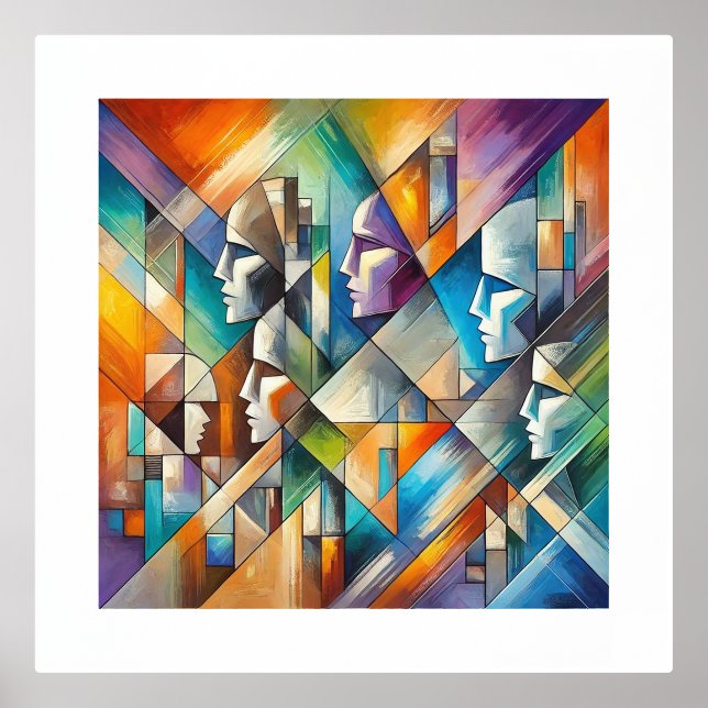 Impressions Dorure tableau artistique inspiration cubiste (Recto)