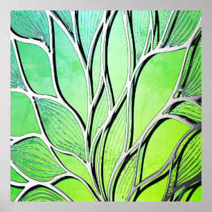 Impressions Dorure Teintes vertes vives motif créatif de feuilles 