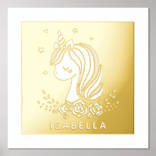 Impressions Dorure Unicorn mignon Whimsical Girl Nom personnalisé