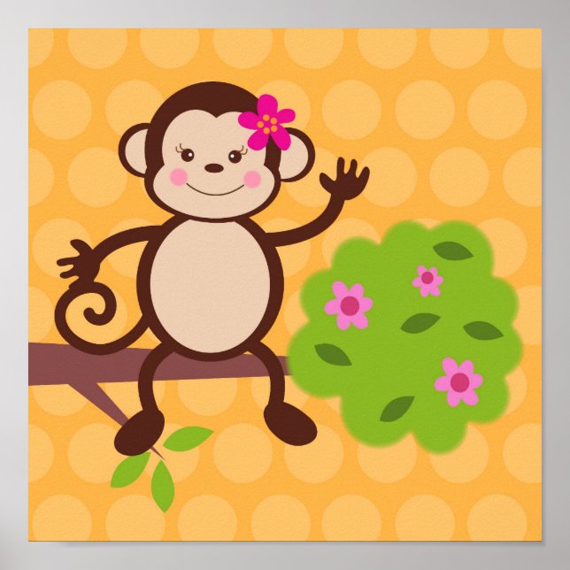 Impressions sur toile pour nurserie singe mignon F (Devant)