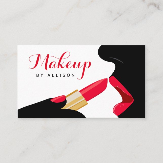 Impressive Makeup Artist Hot Red Lips Lipstick Visitenkarte (Vorderseite)