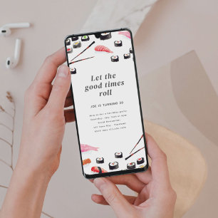 Imprimable Sushi Anniversaire Fête Invitation