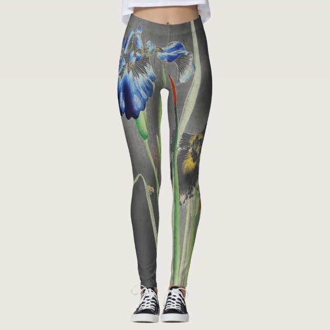 IMPRIMANTE JAPONAISE IRIS SUR Leggings GRIS (Devant)