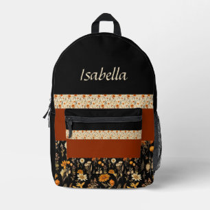 Imprimé Boho-Chic Black Orange Rust sac à dos