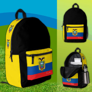 Imprimé Equateur, sac à dos noir, Equateur Drapeau / patri