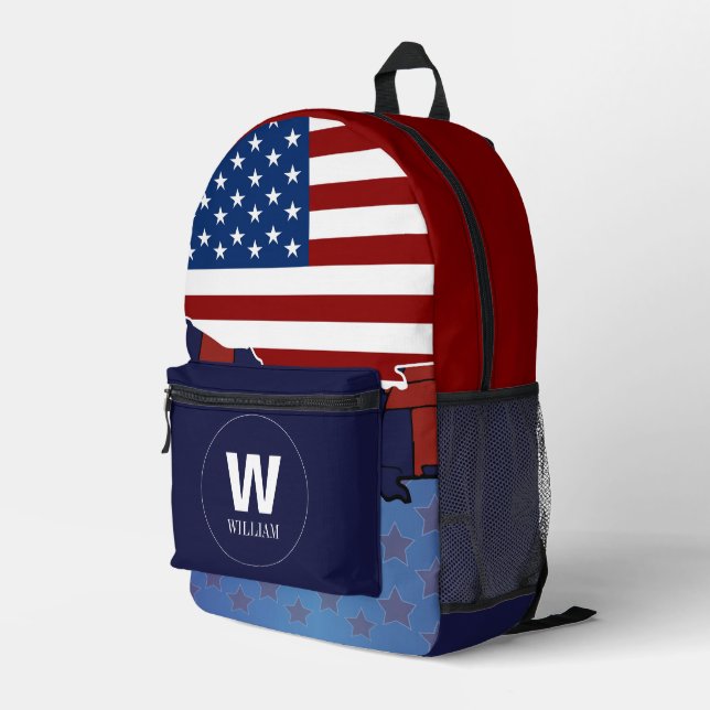 Imprimé Fiche sac à dos de Monogramme de drapeau américain (Coin arrière droit)