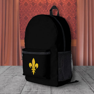 Imprimé Fleur de Lis sur sac à dos noir