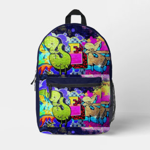 Imprimé Grafitti Oui Pink Violet Vert sac à dos