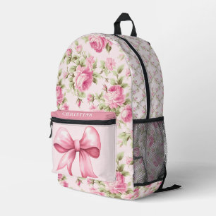 Imprimé Grand-millénaire Cottage Rose Pink Bow sac à dos