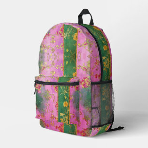 Imprimé Grunge en damas vert sauvage - sac à dos