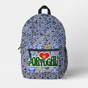 Imprimé I Love Portugal Blue Tiles Sac à dos