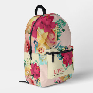 Imprimé Joli sac à dos aux fleurs roses