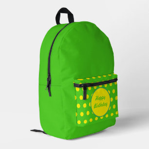 Imprimé Joyeux sac à dos d'anniversaire (vert néon et jaun