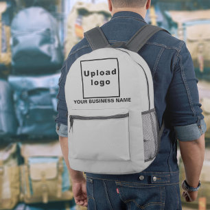 Imprimé Nom de l'entreprise et logo sur sac à dos gris