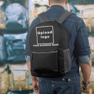 Imprimé Nom de l'entreprise et logo sur sac à dos noir