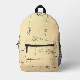Imprimé Parcelle 1 - Thème immobilier (Neutre) Sac à dos