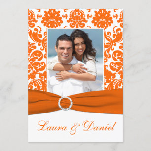 IMPRIMÉ RIBBON Blanc, Invitation Mariage damassé o