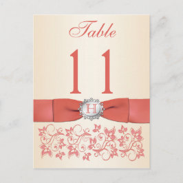 IMPRIMÉ RIBBON Coral, Champagne Numéro de table