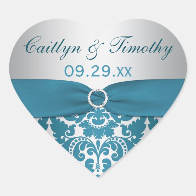 IMPRIMÉ RIBBON Silver, Sticker Mariage damassé Tur (Devant)