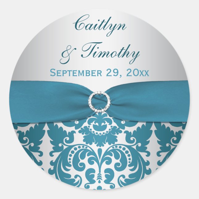 IMPRIMÉ RIBBON Silver, Sticker Mariage damassé Tur (Devant)